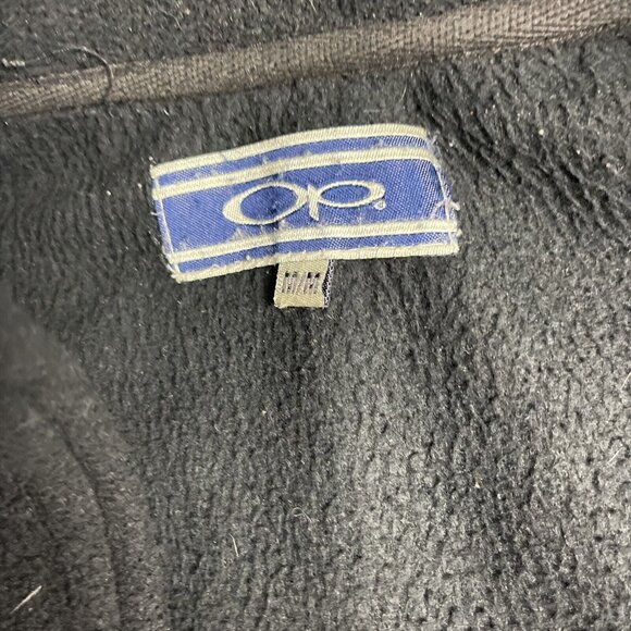 Vintage OP Ocean Pacific Mens Medium Vest Polar fleece Full zip Black Patch Logo - Picture 13 of 14